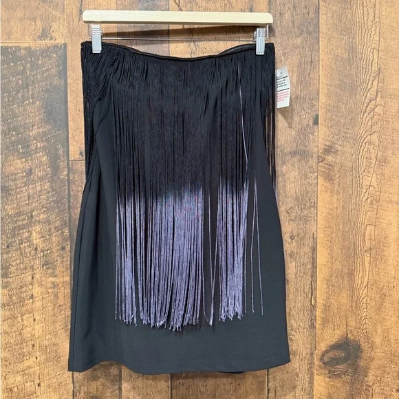 VENUS Elegant Black and Purple Fringe dress large EUC - Picture 3 of 6